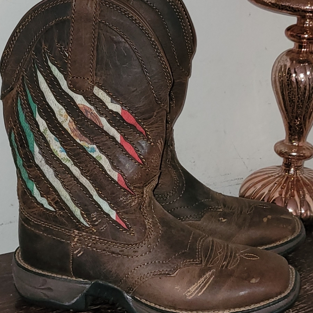 New Rank 45 Western Mexican Flag Cowboy Cowgirl Boots Sz 37.5 - Picture 8 of 10